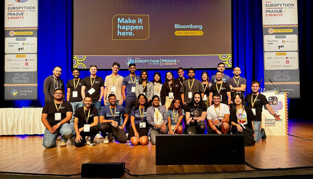 TechAtBloomberg's tweet image. Báječný!
Thanks to everyone for dropping by our Bloomberg Engineering booth at #EuroPython2025 for interesting and actionable conversations about #Python 🐍 this week in Prague!
Want to join our Python-loving team? learn more about our open roles
bloom.bg/3GPYtuX