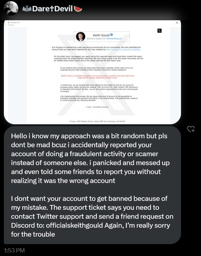wonderosity_ALT's tweet image. GUYS. DO. NOT. FALL FOR THIS ‼️

this is a VERY common way for hackers to steal ur info and get into ur account, and then they would USE ur account to contact other people

this has happened to @.Nssztalji4 (in this pic) and many other of my mutuals, so pls be aware!!