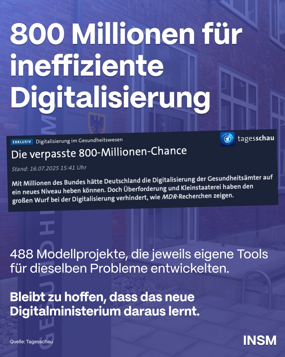insm's tweet image. So darf Digitalisierung in Deutschland nicht funktionieren! Wir brauchen zielführende und gewinnbringende Maßnahmen in allen Bereichen - vor allem auch im Gesundheitswesen.