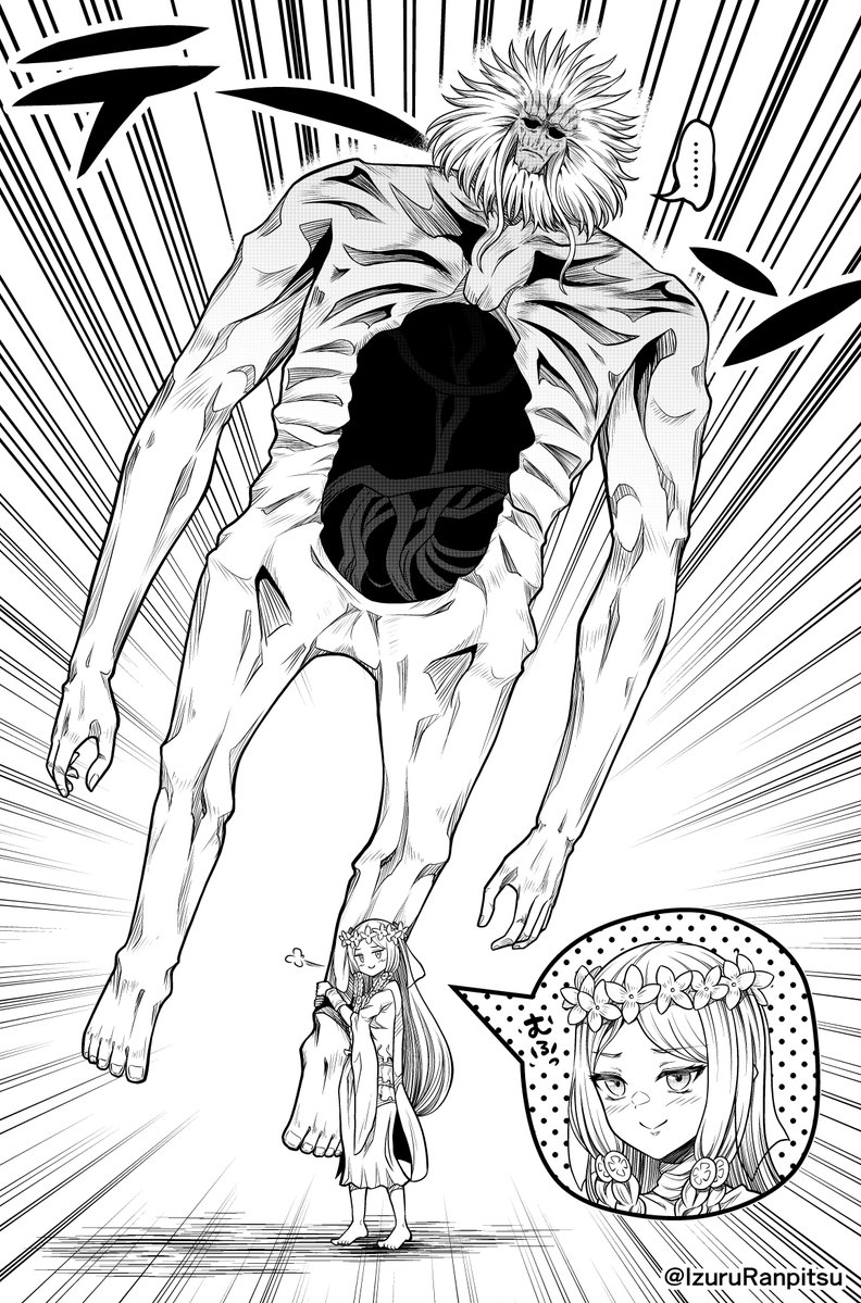 IzuruRanpitsu's tweet image. 特大武器を持ちすぎてトロルを持ち上げられる様になった復讐者ちゃんの図