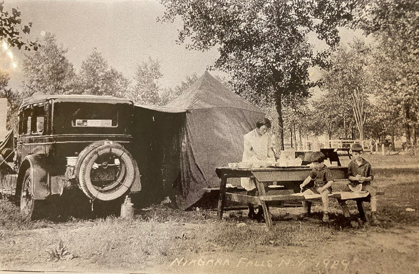 I guess you could say camping is in my blood. 

This is my grandfather, great-uncle, and great-grandmother camping at Niagara Falls in 1929.