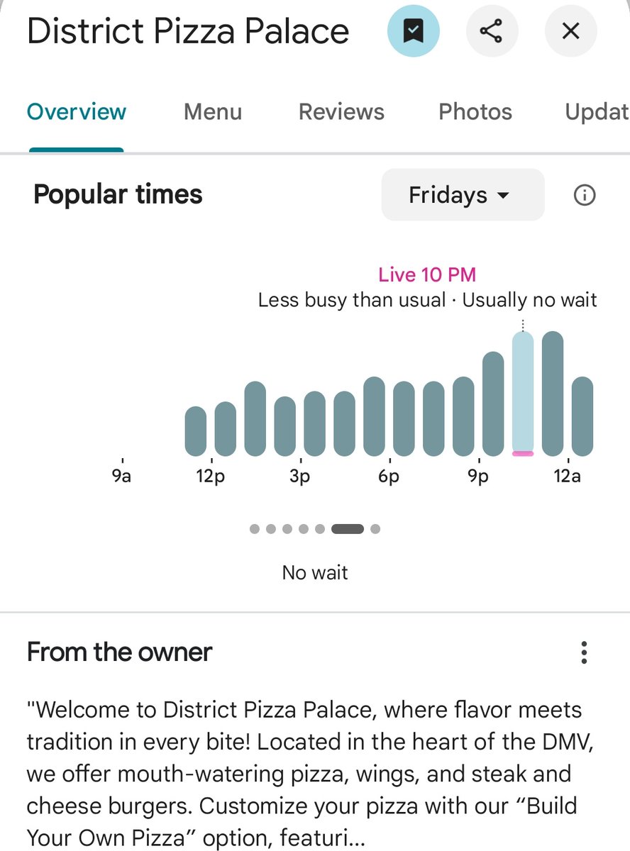 PenPizzaReport's tweet image. Abnormally low traffic for pizzerias nearby the Pentagon tonight.
As of 10:45pm ET