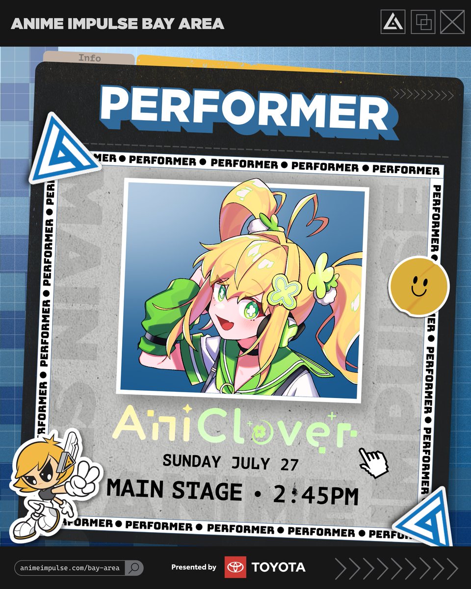 AniClover's tweet image. 🍀AniClover Sound Team will be at Anime Impulse🍀
Join us on the Main Stage at 2:45PM on Sunday!
Featuring AniClover DJs:
@AsidPlusPlus
@Nin7Tea
@Spiritsnare
@n33Ternity
animeimpulse.com/bay-area
