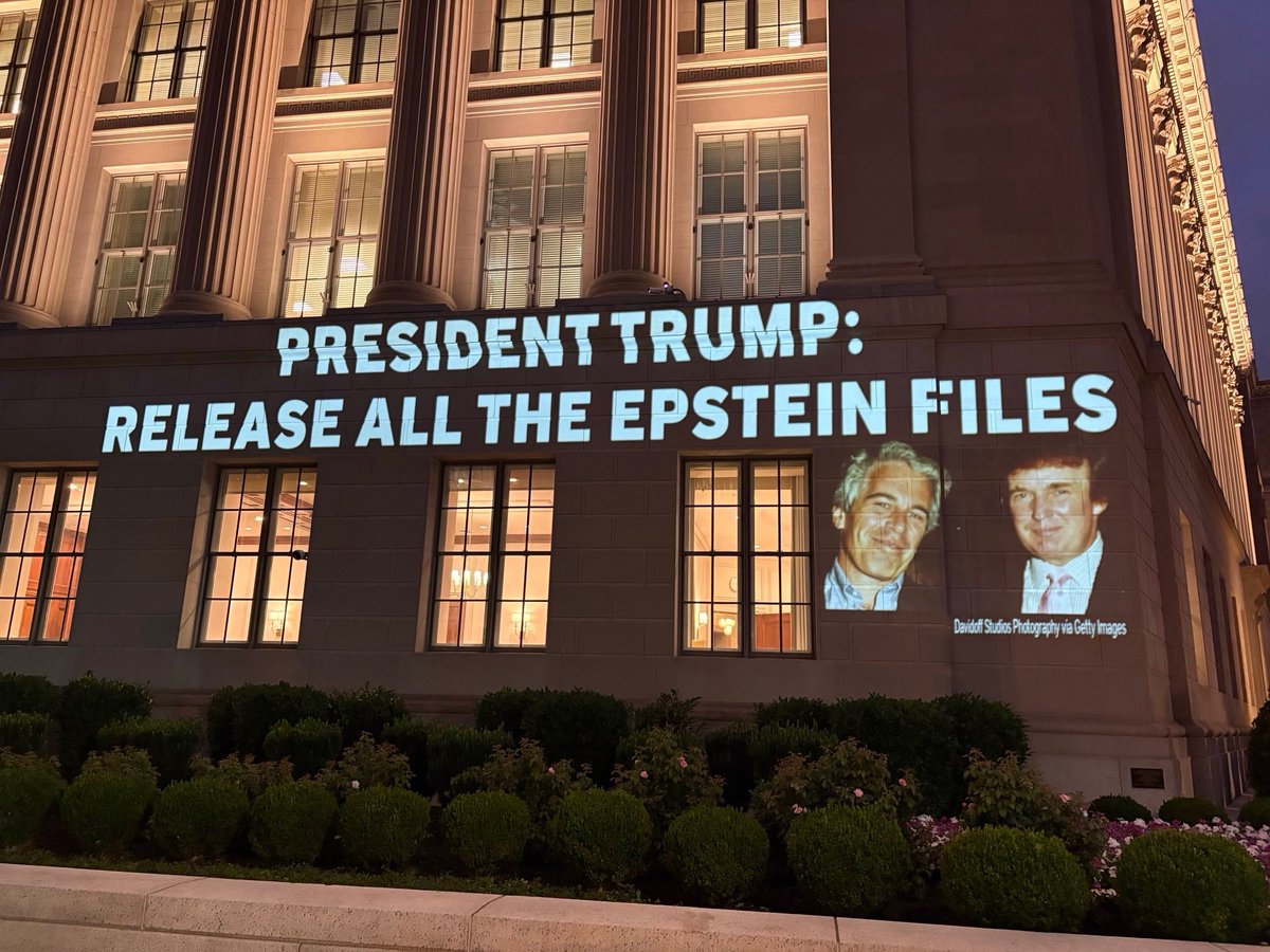 waltermasterson's tweet image. Projected across the street from the White House right now