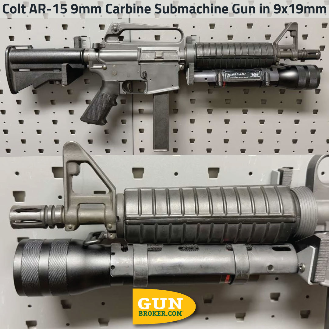 GunBroker's tweet image. Colt AR-15 9mm Carbine in 9x19mm:
💥 View it here: gunbroker.com/item/1114836130
Colt AR-15 9mm Carbine converted to a select-fire SMG by Fleming Firearms.
#Colt #AR15 #GunsDaily