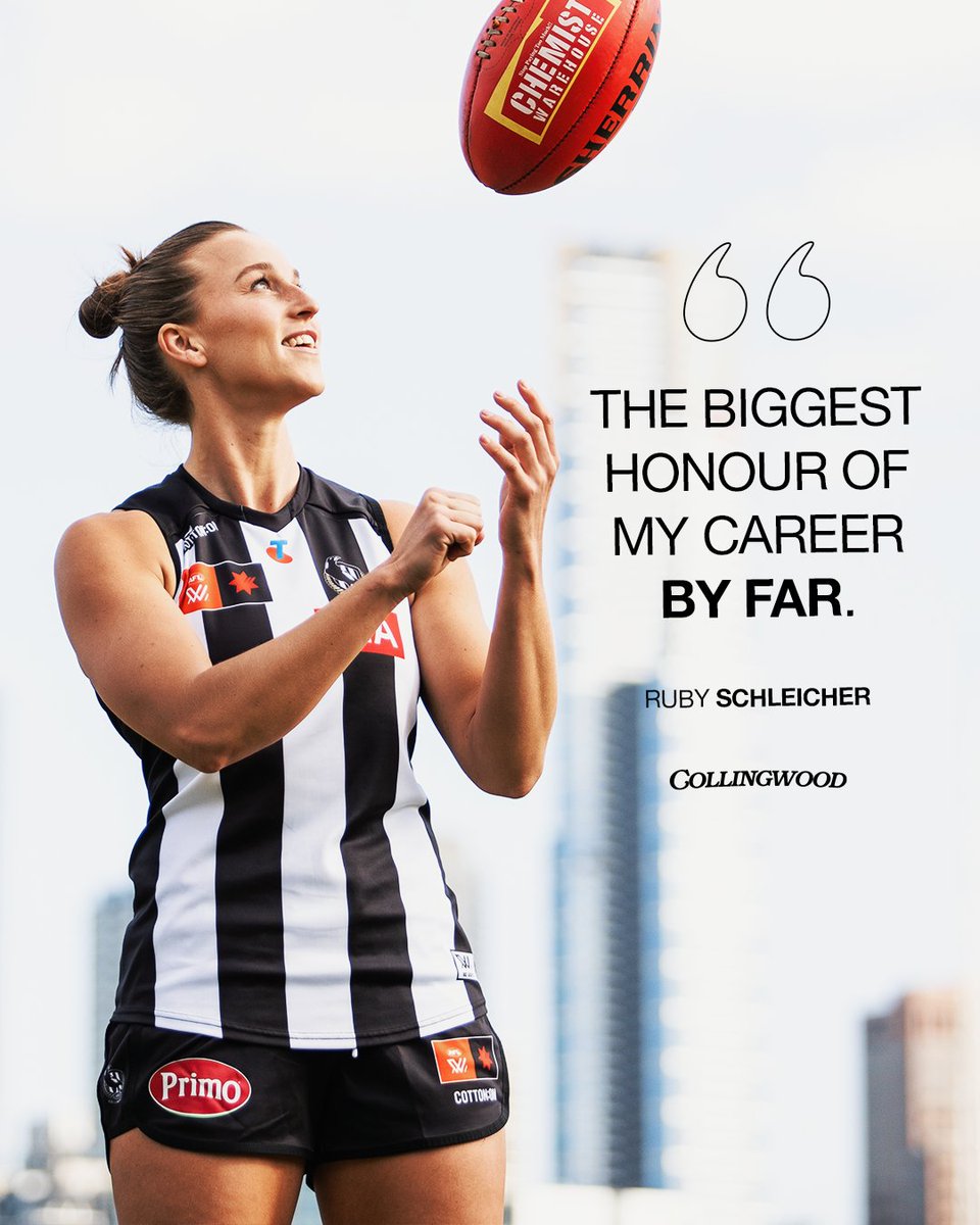 CollingwoodAFLW's tweet image. From pick 137 in the very first AFLW draft, to the third ever Collingwood AFLW Captain 🥹
Hear from Ruby as she reflects on her journey to captaincy: magpi.es/SchleicherOnCa…