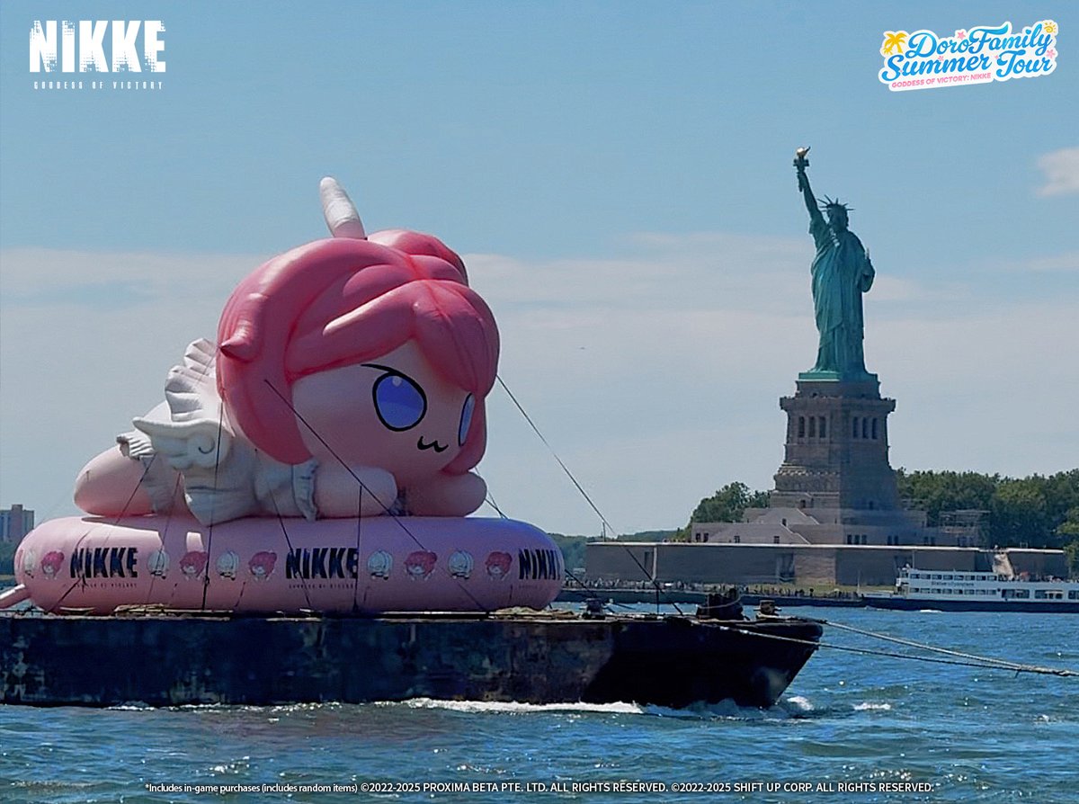 NIKKE_en's tweet image. 【DoroFamily's Summer Tour - New York City Day 1】
Commanders,
Doro has been spotted at the Hudson River!
Check out these amazing shots of her!
If you're in the area, come and say hi to Doro!
#NIKKE
#NIKKEdoro