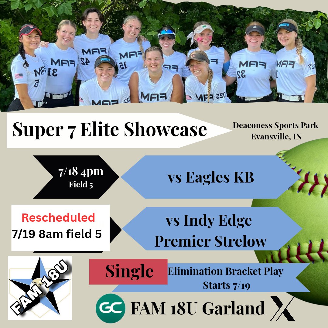 FAM 18U Garland (@fam2526garland) on Twitter photo Back at it in the morning. Hopefully the weather holds out for us. Back at it in the morning. Hopefully the weather holds out for us.