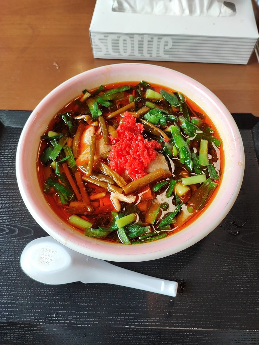 花巻市のロピアへ行く途中「さかえや本店」で「満州にらラーメン（塩）」を頂きました。今日から梅雨明けと言うことで暑さに負けないようこれで気合いを入れようかと思います。皆さん熱中症には気をつけましょう。🍜🙏😋👍