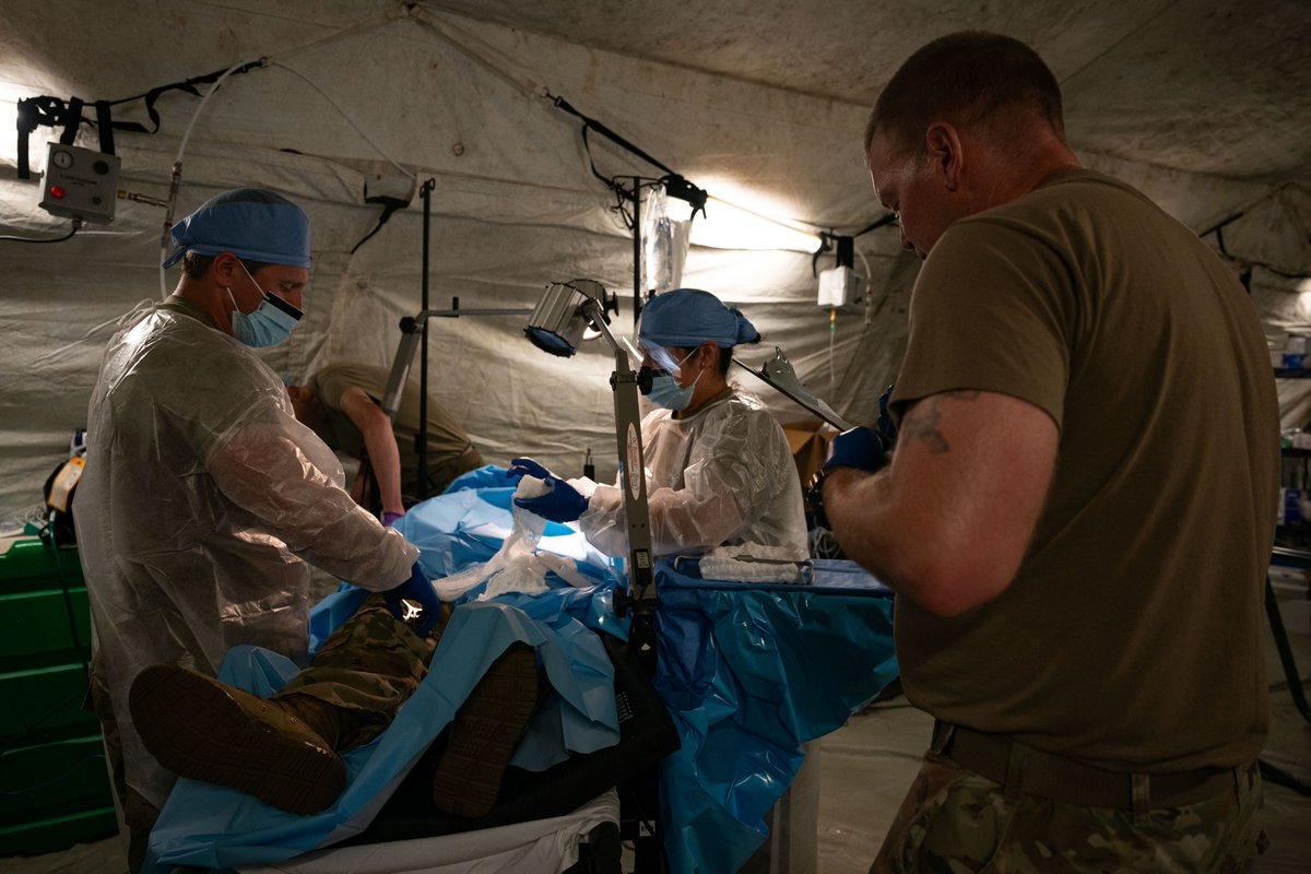 PACAF's tweet image. Just what the doctor ordered! 🩺
Members from Joint Base Elmendorf-Richardson, Alaska, conducted medical field training during Resolute Force Pacific at Anderson Air Force Base. Showcasing our ability to execute Agile Combat Employment concepts in austere locations! #REFORPAC