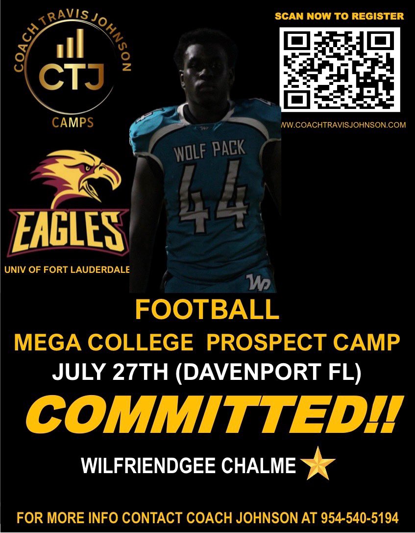 Wilfriendgee Chalme (@wilontiming) on Twitter photo Thanks <a href="/CoachTravisJoh1/">CoachTravisJohnson.com</a> for the invite to the Mega College Prospect Camp, I will be attending July 27th
<a href="/CoachEjames83/">Coach James</a> <a href="/amariijenkins1/">Coach “Red” Jenkins</a> <a href="/atrain5446/">Adrian Nunn</a> <a href="/WestportFB/">Westport Wolfpack Football</a> <a href="/OcalaPreps/">Ocala Preps</a> Thanks <a href="/CoachTravisJoh1/">CoachTravisJohnson.com</a> for the invite to the Mega College Prospect Camp, I will be attending July 27th
<a href="/CoachEjames83/">Coach James</a> <a href="/amariijenkins1/">Coach “Red” Jenkins</a> <a href="/atrain5446/">Adrian Nunn</a> <a href="/WestportFB/">Westport Wolfpack Football</a> <a href="/OcalaPreps/">Ocala Preps</a>