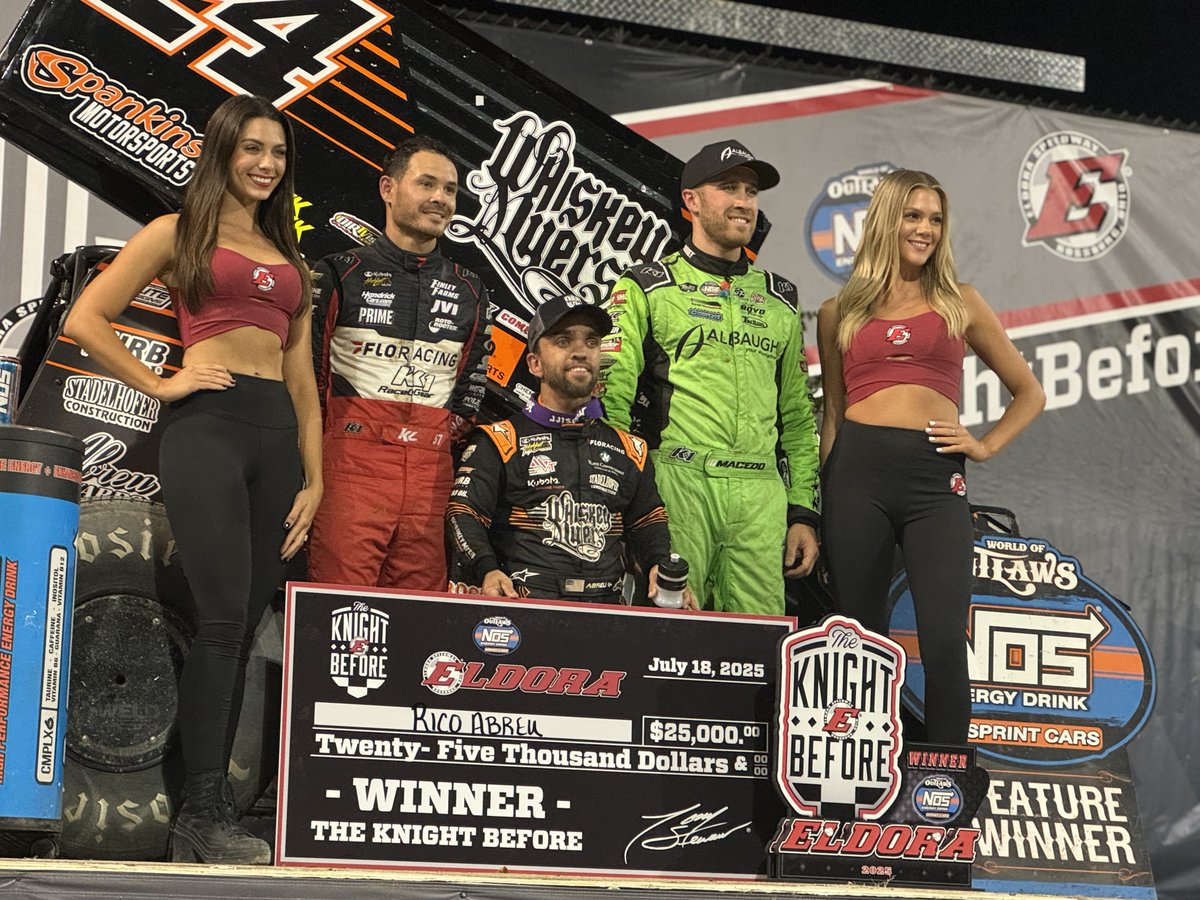World of Outlaws (@worldofoutlaws) on Twitter photo The Knight Before podium:
π₯<a href="/Rico_Abreu/">RICO</a> & Rico Abreu Racing
π₯@Carson_Macedo & <a href="/JJR41Updates/">Jason Johnson Racing</a>
π₯<a href="/KyleLarsonRacin/">Kyle Larson</a> & <a href="/Paul_Silva57/">Paul Silva</a> The Knight Before podium:
π₯<a href="/Rico_Abreu/">RICO</a> & Rico Abreu Racing
π₯@Carson_Macedo & <a href="/JJR41Updates/">Jason Johnson Racing</a>
π₯<a href="/KyleLarsonRacin/">Kyle Larson</a> & <a href="/Paul_Silva57/">Paul Silva</a>