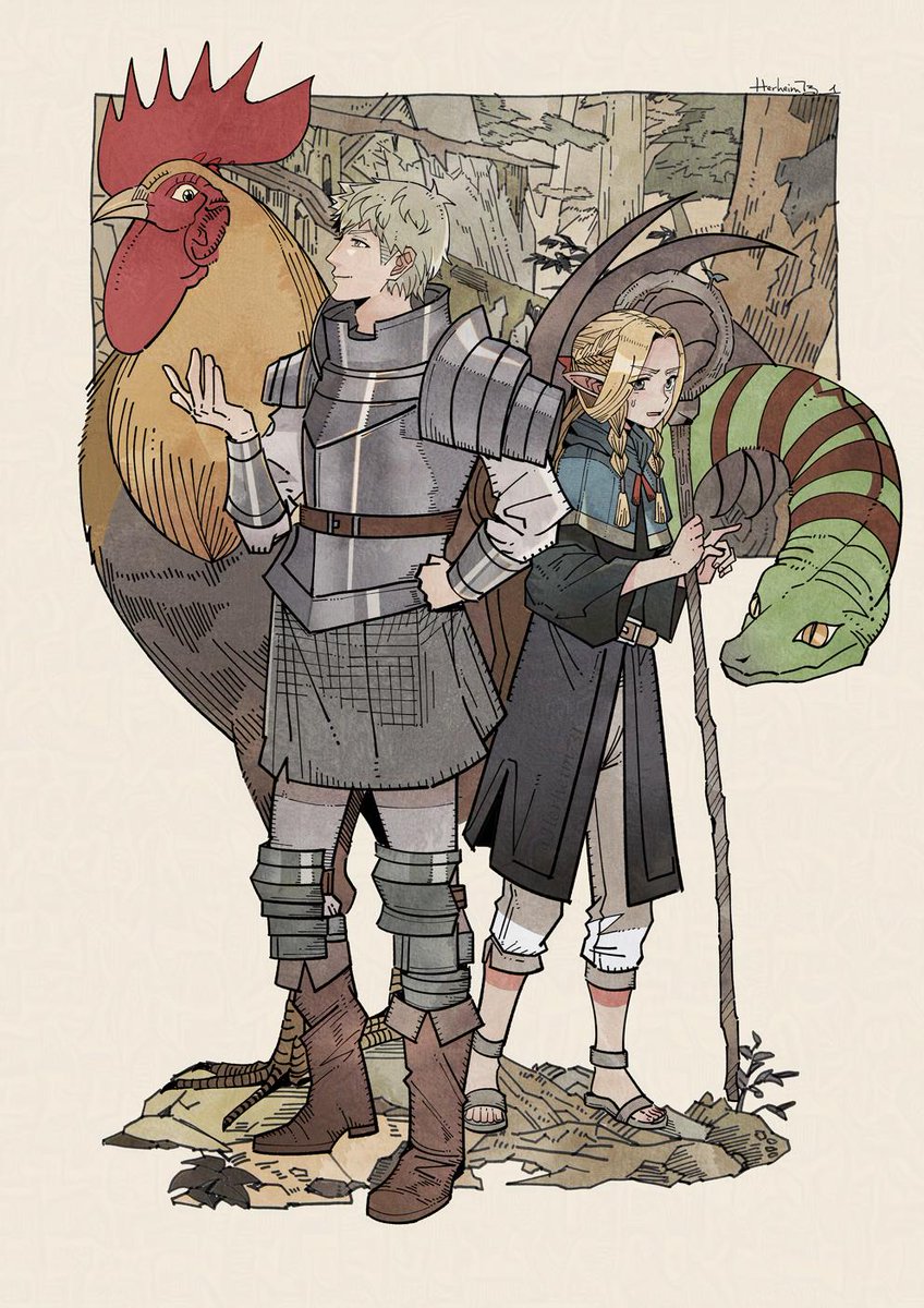 ライオストーデン ,マルシル 「#ダンジョン飯 #deliciousindungeon」|Herheim@Commissions open!/リクエスト大歓迎のイラスト