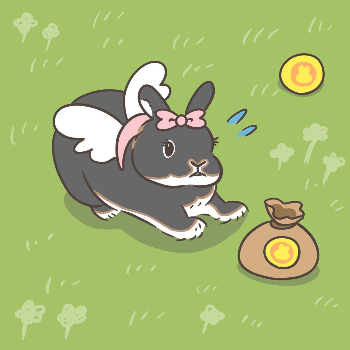 studio__rex's tweet image. 袋の方ばっかり取りに行かされるってわけ！🐰

 #うさびより　#ファンアート