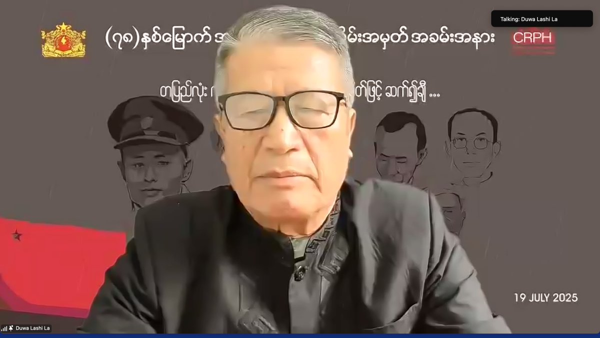 CrphMyanmar's tweet image. 78th Commemorative Ceremony of Martyrs Day is ongoing by @CrphMyanmar and @NUGMyanmar. Live streaming can be watched via our Facebook pages.
#MartyrsDay