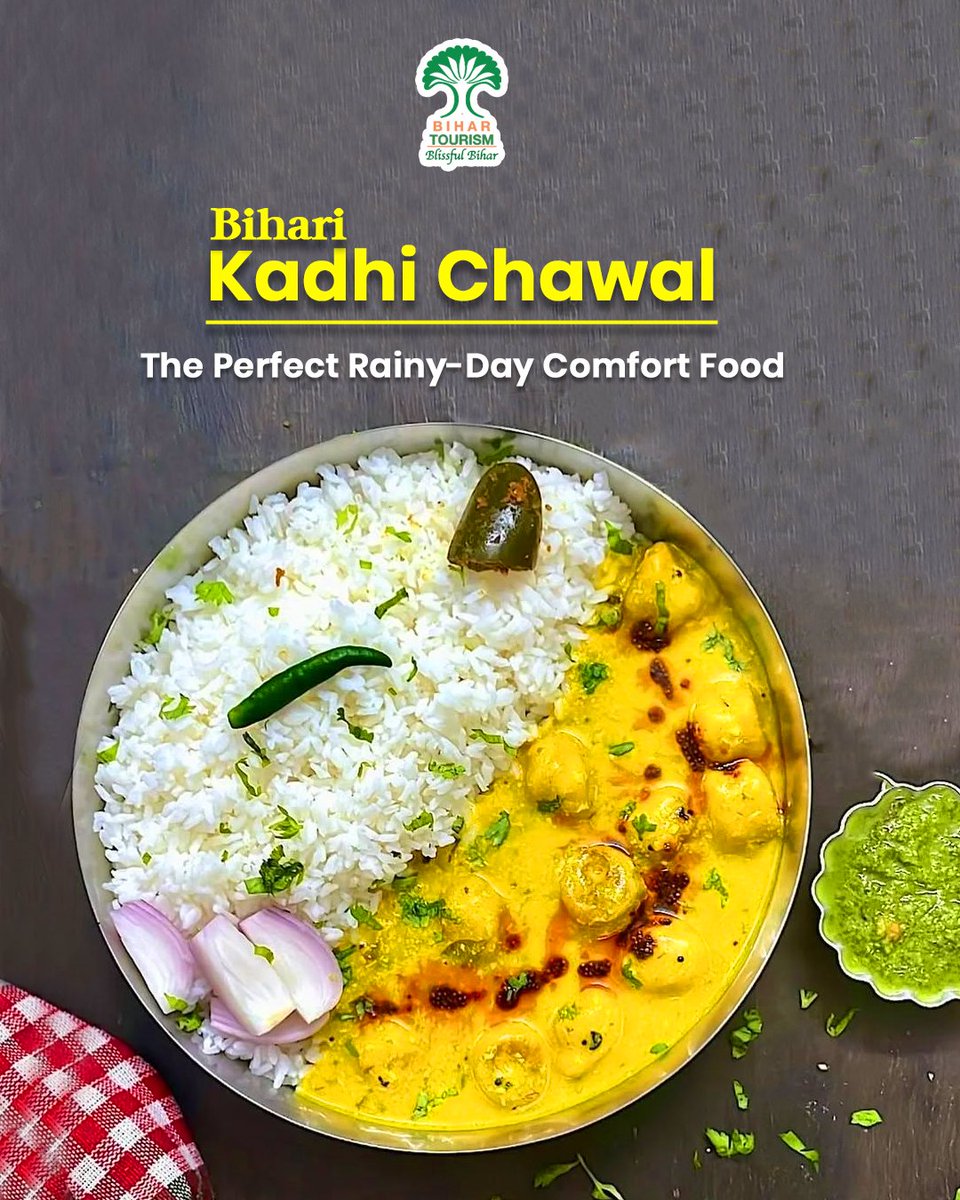 TourismBiharGov's tweet image. Nothing hits the soul like a warm plate of #Bihari Kadhi Chawal! 
 Creamy, tangy, and made with love — it’s comfort food at its best.
#Bihar #incrediblebihar #Foodie #cuisineofbihar #kadhichawal #comfortfood #bihartourism #viralpost 
@incredibleindia @tourismgoi @MLARajuSingh…
