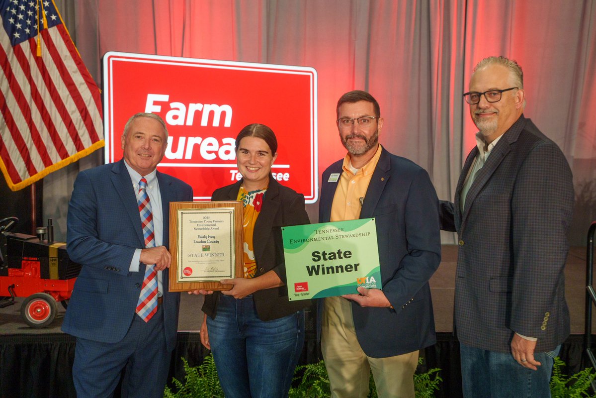 TNFarmBureau's tweet image. A great start to our 2025 Tennessee Young Farmers & Ranchers Summer Conference this evening. Congratulations to Emily Ivey of Loudon County for being named this year’s Environmental Stewardship winner!
#TNFarmBureau | #TNYFR25