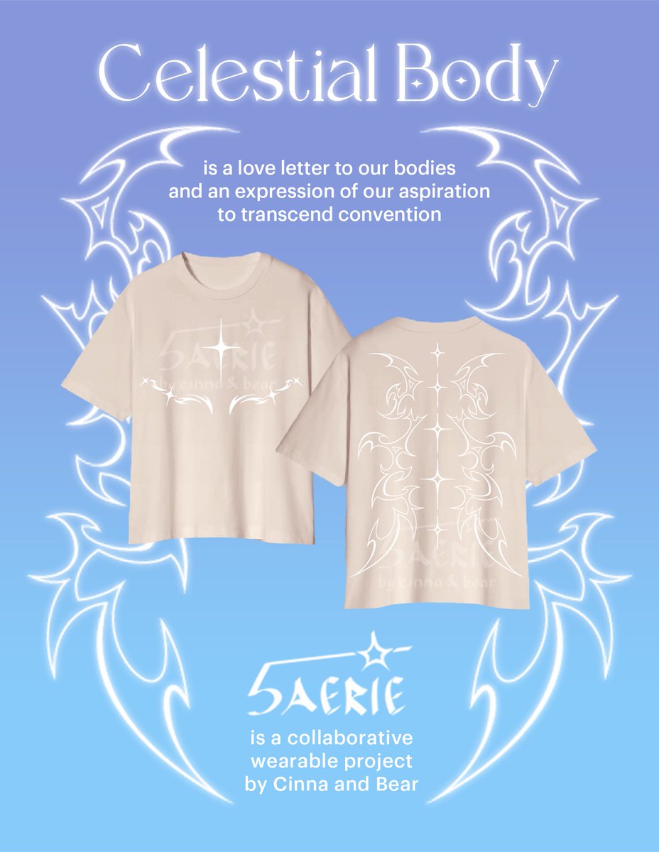 cinnadrop's tweet image. in addition, @bunbearie &amp; i are opening up pre orders for our new shirt design called celestial body !! more info can be found in the QR code &lt;3