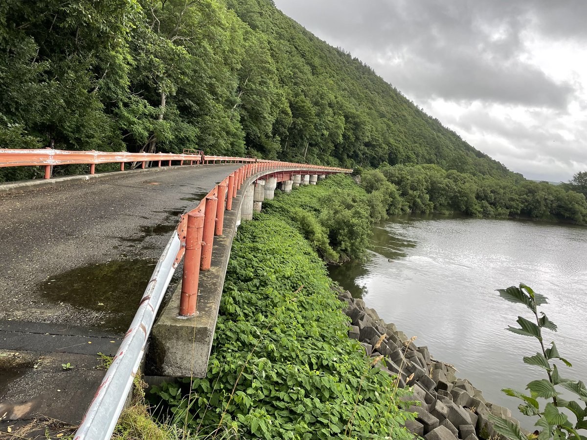 iwamizawa46's tweet image. 天気には恵まれなかったけれど、外にいる時は雨が止んでくれた。旧宗谷本線を道路に転用。無人地帯で橋も老朽化。いつまで見ることができるか?
#雄信内
#下平橋
#幌延町