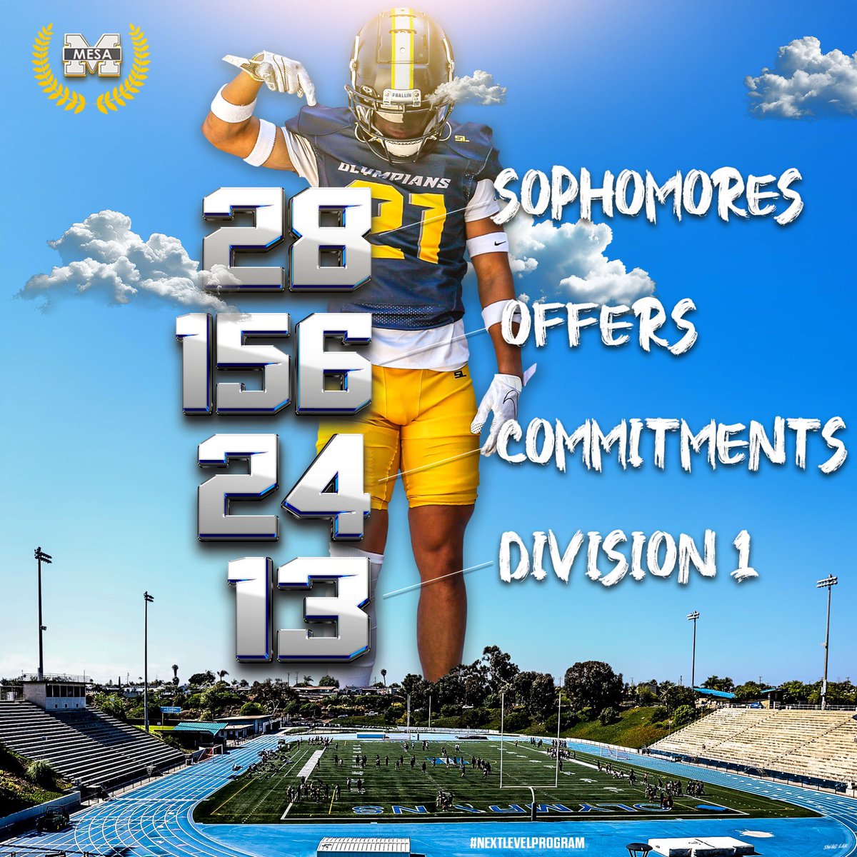OLYMPIANS (@sdmesafootball) on Twitter photo The final numbers are in and we couldn’t be more proud! #GettinPlayersOut #undeniable
<a href="/BallCoachGW/">Gary Watkins Jr</a> <a href="/EC_Preps_SD/">EC Preps</a> <a href="/Daygofootball/">San Diego Football</a> <a href="/sdfootball/">Ray from SDFN</a>
📸 <a href="/Nicole2Noel/">Nicole Noel Photography LLC</a> 💻 <a href="/SwagLabGD/">Dan Ruiz - Swag Lab - Graphic Design</a> The final numbers are in and we couldn’t be more proud! #GettinPlayersOut #undeniable
<a href="/BallCoachGW/">Gary Watkins Jr</a> <a href="/EC_Preps_SD/">EC Preps</a> <a href="/Daygofootball/">San Diego Football</a> <a href="/sdfootball/">Ray from SDFN</a>
📸 <a href="/Nicole2Noel/">Nicole Noel Photography LLC</a> 💻 <a href="/SwagLabGD/">Dan Ruiz - Swag Lab - Graphic Design</a>