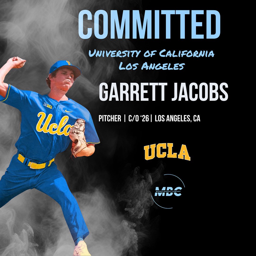Maddux Baseball Company (@madduxbaseball) on Twitter photo Congratulations to <a href="/G_Jacobs2016/">GARRETT JACOBS</a> on his commitment to UCLA. The 2025 all state RHP is staying close to home to play for one of the best programs in the country #committed #2026 #MBC Congratulations to <a href="/G_Jacobs2016/">GARRETT JACOBS</a> on his commitment to UCLA. The 2025 all state RHP is staying close to home to play for one of the best programs in the country #committed #2026 #MBC