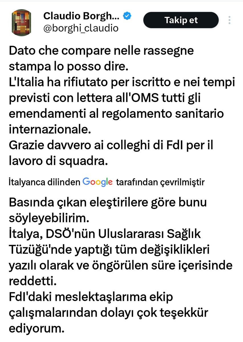 avayslkkzu's tweet photo. Pandemi yönetiminde daha fazla söz sahibi olmak isteyen Dünya Sağlık Örgütü'nün Uluslararası Tüzük Değişikliklerini İtalya'da reddetti. https://t.co/XNdZy3WWY0