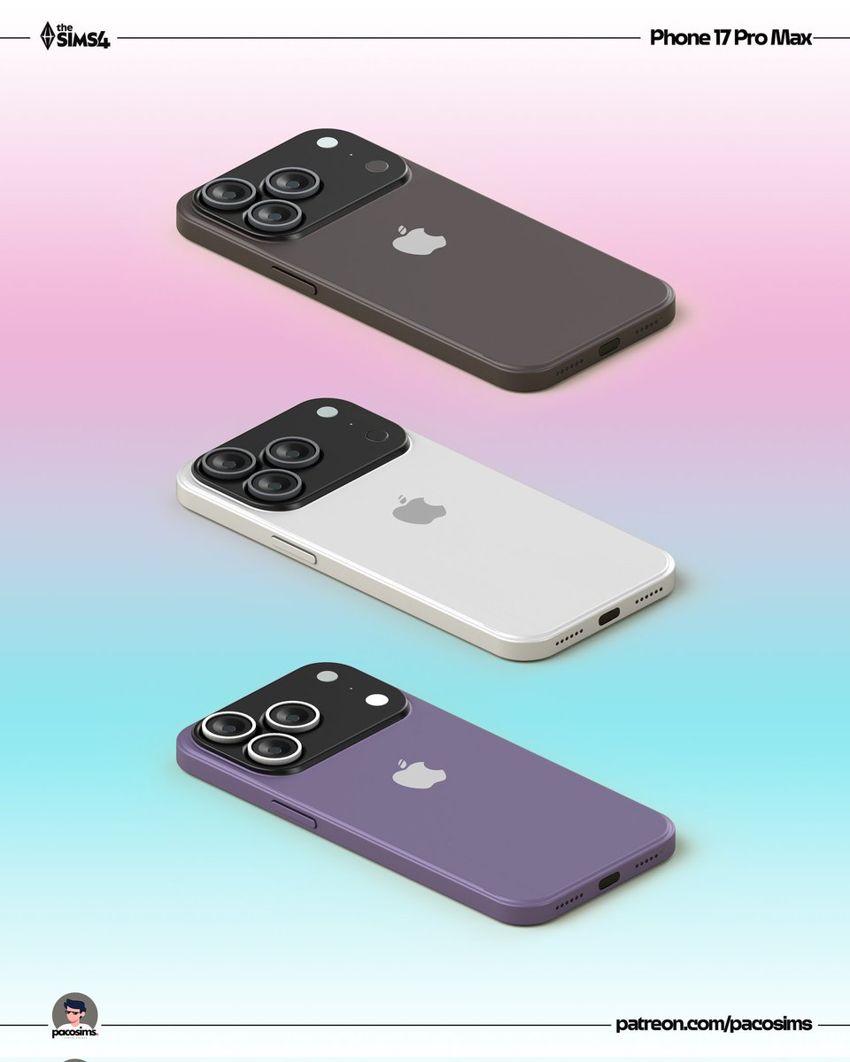 pacos3d's tweet image. 💎 Hey Simmer ! ✨️ Check out my new custom Phone 17 Pro Max model for The Sims 4! Available now for early access on my Patreon.  🌟 Link in Bio #Sims4 #Sims4CC #CustomContent #TheSims4