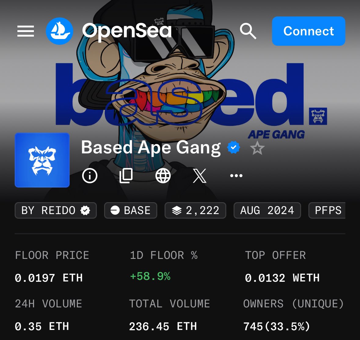 24hr FP Change

$32 -&gt; $70

the only nft on <a href="/base/">Base</a> that offers onchain customization. 

onchain is the new online. 

[basedapes.wtf]
