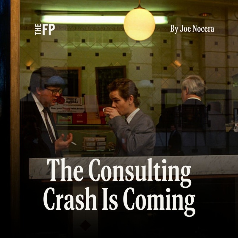 TheFP's tweet photo. Bloated, overpaid, and outpaced by AI—big firms confront a future they can’t outsource.
