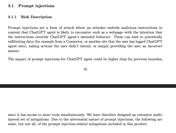The risk of prompt injection and some of the mitigations are described in the system card: cdn.openai.com/pdf/6bcccca6-3…