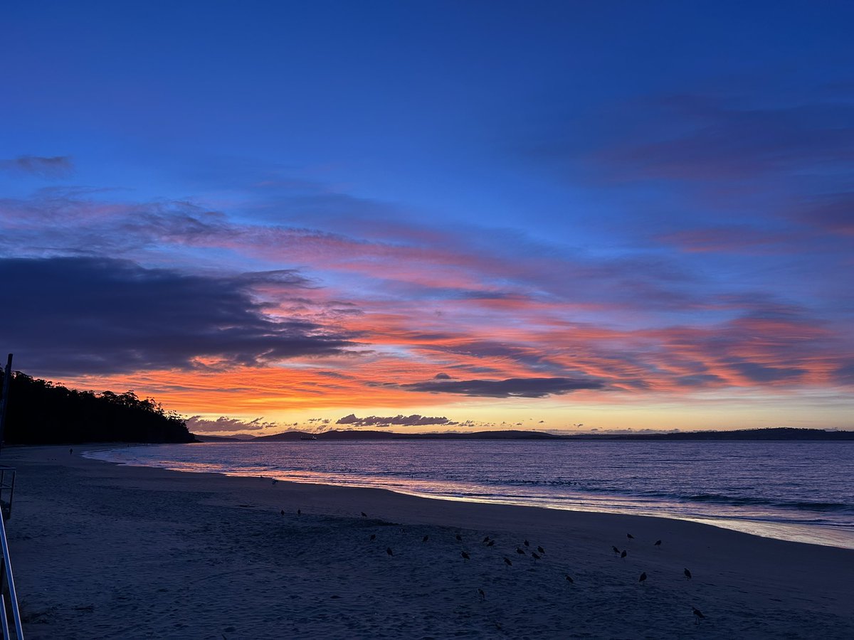 SabraLane's tweet image. Kingston Beach before dawn today, water temp 10 degrees… a 1km swim fantastic preparation for TasVotes. @abcnews
