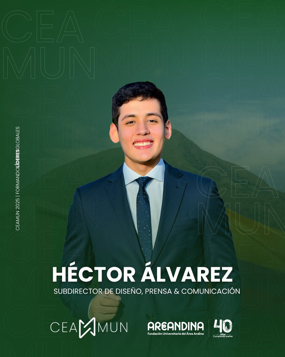 CEA_MUN_'s tweet photo. 👋 a todos me presento soy Héctor José Álvarez Barrera 🙋‍♂️y este año seré su SUBDIRECTOR DE DISEÑO, PRENSA &amp; COMUNICACIONES en #CEAMUN2025 y estoy muy emocionado de acompañarlos en este camino
.
.

#FormandoLideresGlobales 🌎 #ModeloONU #onucolombia #areandina #mun https://t.co/rgc5pwfsYy