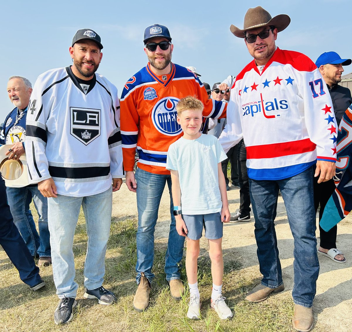 Former talented and tough pro hockey players, and an old plug from the Outdoor Hockey League. 

Awesome to see them all at Back to Batoche. 

Willy was in his glory.