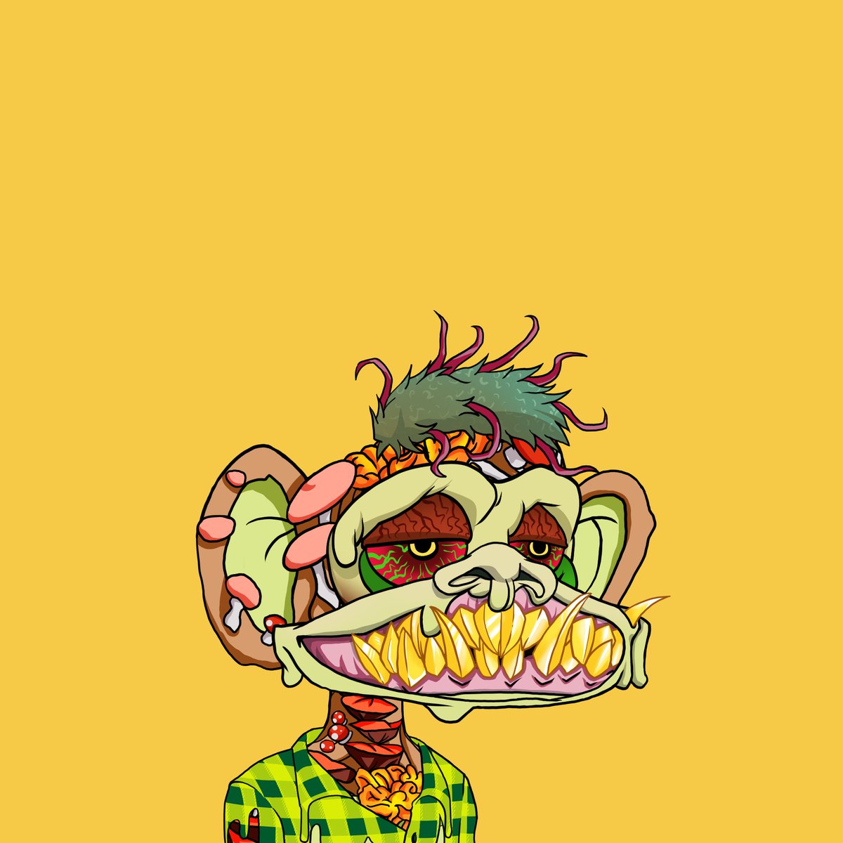 Saw this lil dentist's daydream smiling up at me from the floor… how could I say no to that 24k smile?? 

Picked him up and gave him a name, Midas, and now he won't stop chewing on my chain! He's so cute tho!
💸💀🦷