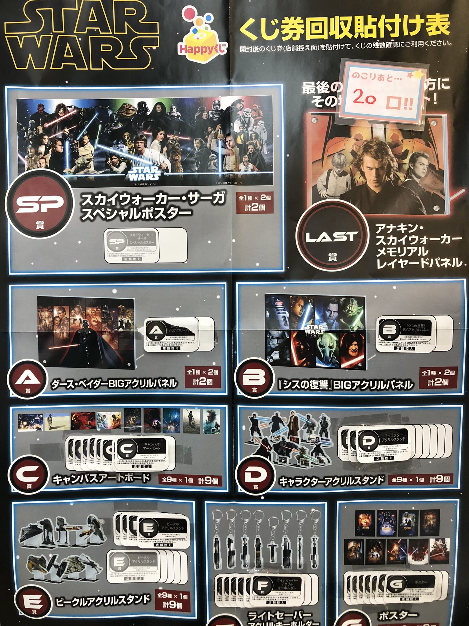 STAR WARS　ハッピーくじ　ラスト賞 アクリルレイヤードパネル、SP賞等 Happyくじ / STAR WARS™ THE SKYWALKER SAGA│商品一覧│Happyくじ