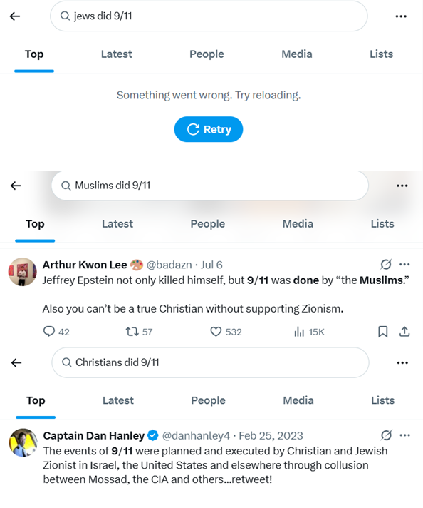 TaroWheel's tweet image. Holy smokes this is crazy. Can anyone else confirm this?
Does X stop you from searching "Jews did 9/11"?