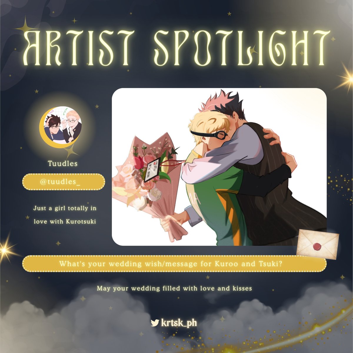 Krtsk_PH's tweet image. 🌙✨ A brush kissed by stardust has joined our tale… ✨🖋️
We’re over the moon to welcome @tuudles_ as an artist, weaving wonder into every piece. 💌🌌
Their magic will help bring our dreamy KuroTsuki fairytale to life — one starry stroke at a time. 🌙🐈⬛
#KRTSKCSE2025
#krtsk