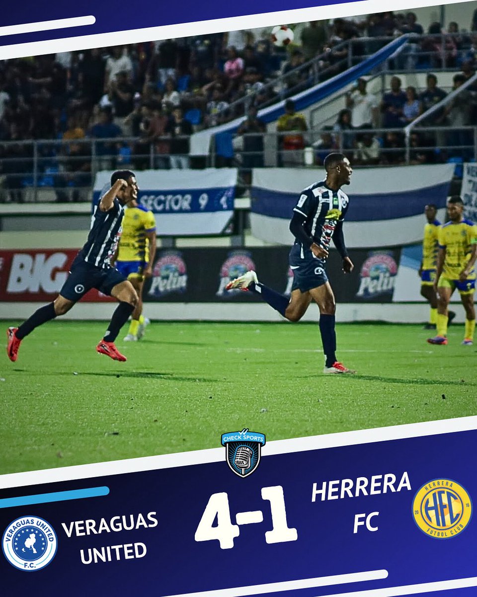 ¡TRIUNFO con su gente🏟️✅!

Veraguas United (<a href="/Veraguas_United/">Veraguas United FC</a>) se estrena en el Clausura 2025 con una victoria 4-1 vs Herrera FC en el estadio “Toco” Castillo de Santiago.

#CheckSports #LPF #Panama