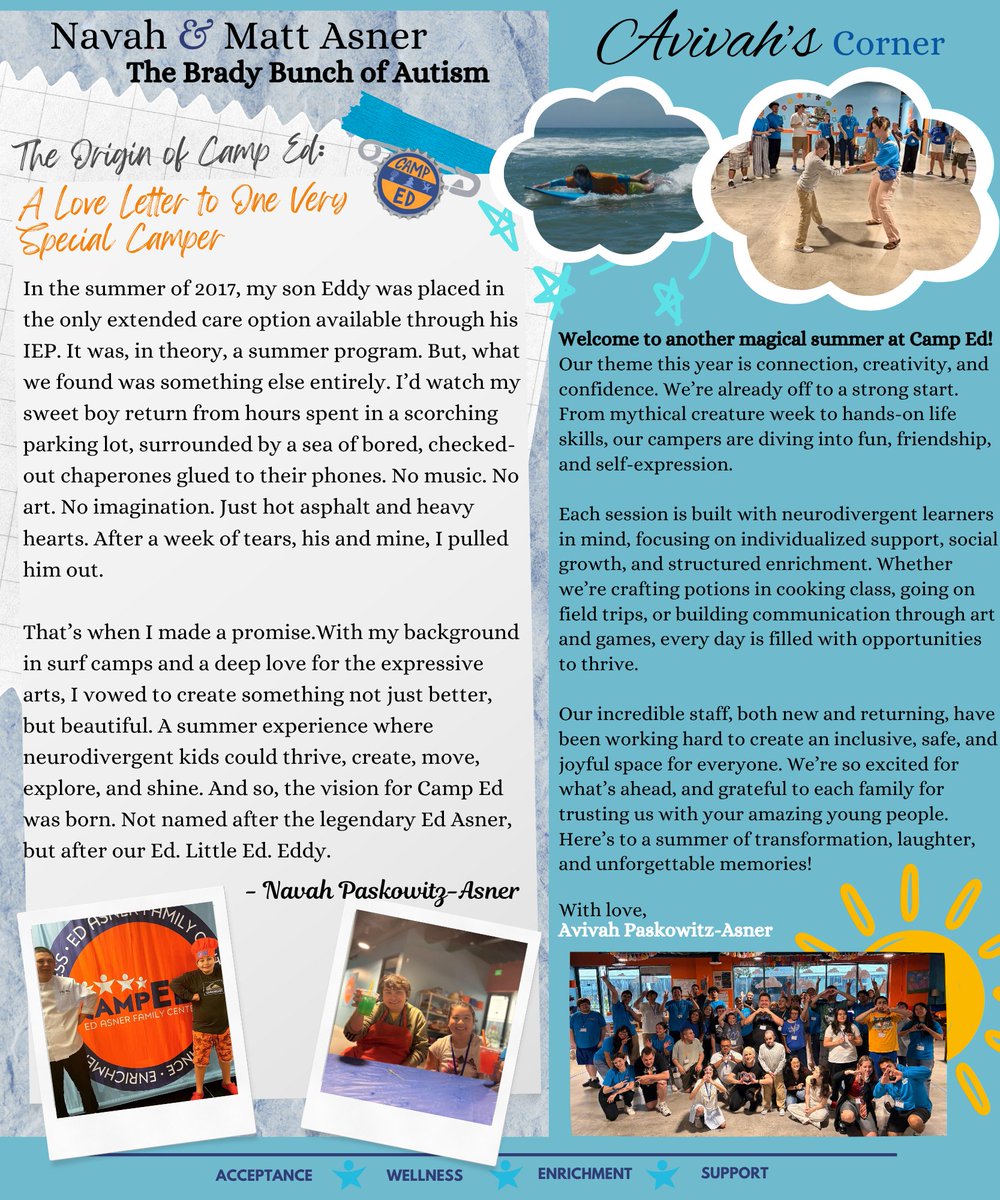 EdAsnerCenter's tweet image. 💌 Our July Newsletter is here!
Catch the latest on our $50K Matching Challenge, CampEd updates, and helpful mental health tips 💙
📬 Don’t miss the next one—sign up at TEAFC.org
#EdAsnerFamilyCenter #CampEd #MentalHealth #AutismSupport