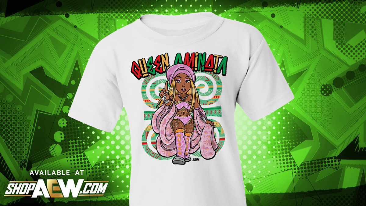 ShopAEW's tweet image. Her Highness 👑
Get this new Queen Aminata @amisylle shirt right now on ShopAEW.com!
