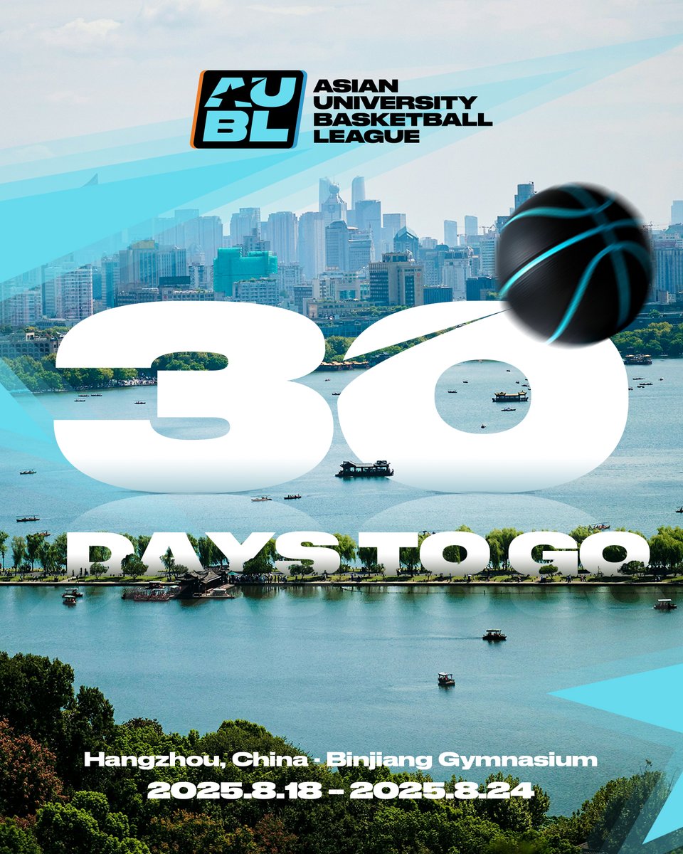 aubl_bball's tweet image. 🔥30 DAYS TO GO! AUBL is coming!
🏀 2025 Asian University Basketball League
📍 Hangzhou · Binjiang Gymnasium
Top players from Asia will battle for campus glory!
📅 Aug 18-24, 2025
The future of Asian basketball starts here!
#AUBL #CollegeBasketball #Hangzhou