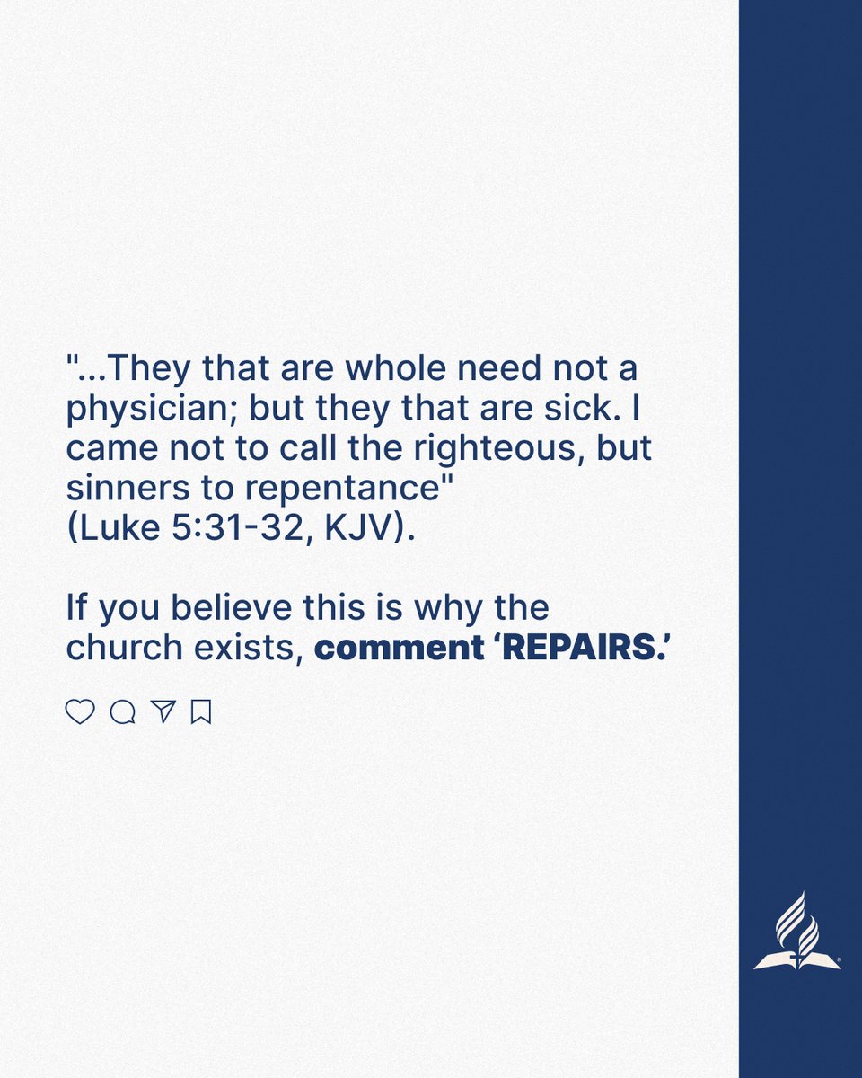 Church isn’t meant to be a place where people pretend to have it all together. It’s not a showroom for perfection—but a place for healing, growth, and transformation. If you believe that’s what church should be, comment 'REPAIRS.'