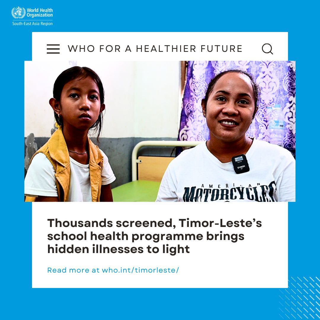 WHOSEARO's tweet image. A screening under the School-based Primary Health Care Package (PHCP) brought 10-year-old Irene's health back in focus for her family, after years of her heart condition going unattended. Irene is now receiving regular care through #TimorLeste's 🇹🇱 Community Health Centre system.…