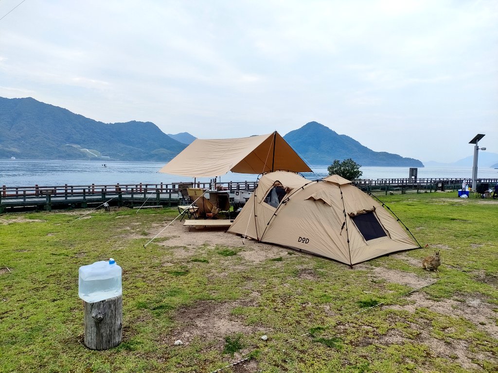 #カマボーン

待ってました！

家族が増えて、ワンタッチのライダーズタンデムテントだと狭くなってきてました☹️
まだ子どもが小さいので、妻は子どもの面倒見もあり、ほぼ設営は私となっていました⛺️
エアテントを検討していたので、秋キャンに使ってみたいです😊
↓本物の兎います↓