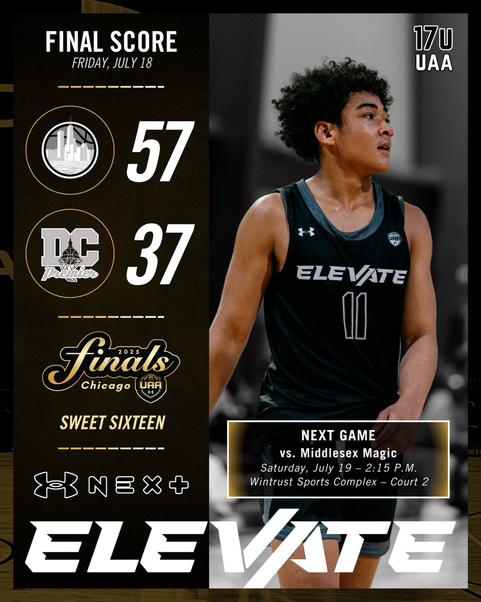 CoachSotos's tweet image. 17u Elevate UAA with a big-time defensive effort to take down DC Premier & advance to the Elite Eight of the UAA Finals!
Jordan Williams – 13p
Andrew Jensen – 12p
Adam Anwar – 12p
@UANextBHoops #ElevateUAA