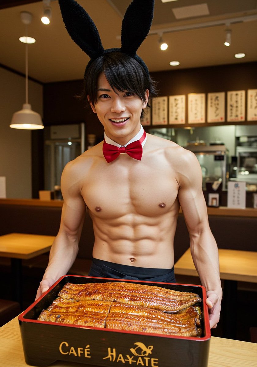 こんにちは。はやて神社のうなぎを使ったメガうな重が人気だよ。暑さを乗り越えていこう。
是非食べに来て。
#aiイケメン #ai男子 #aiart