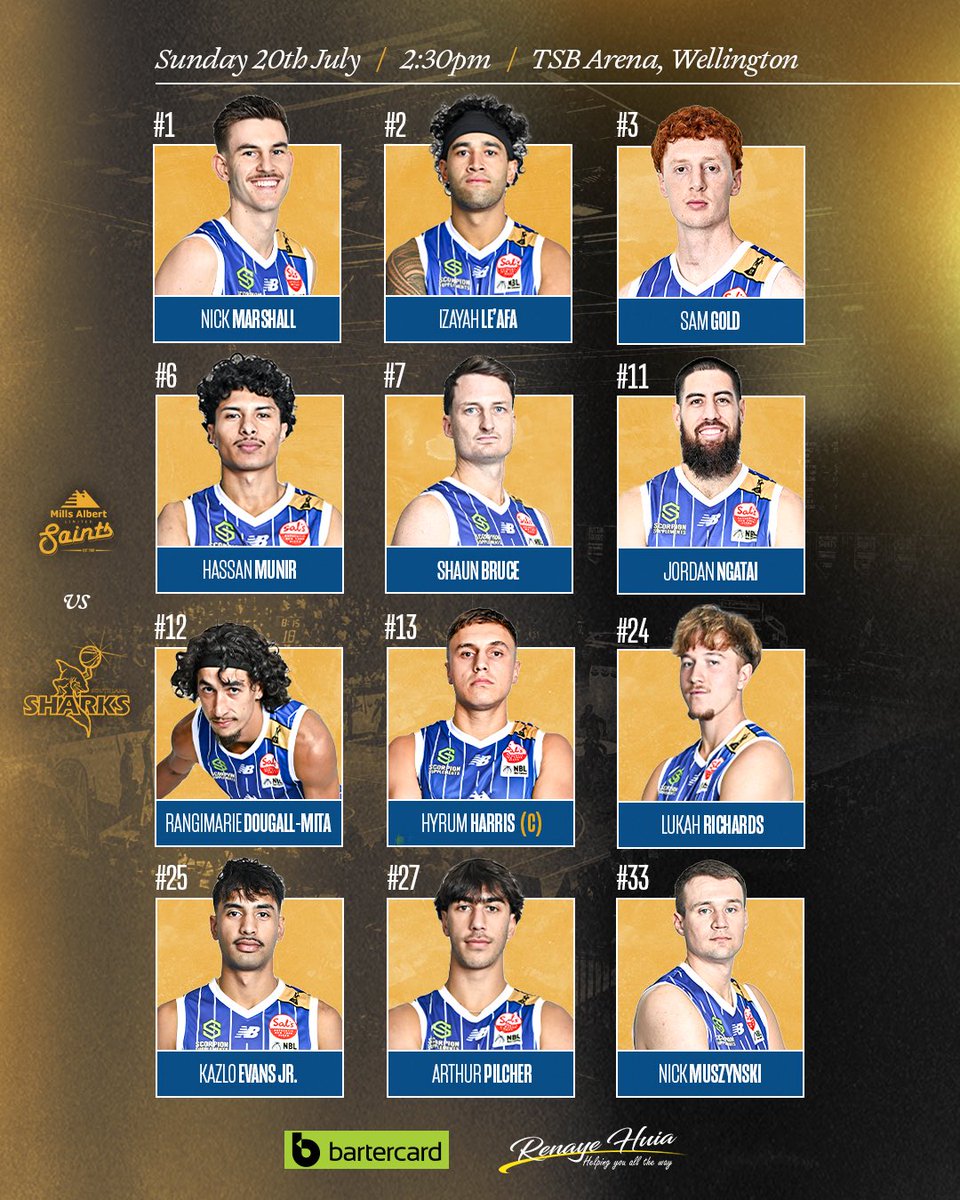 Mills Albert Wellington Saints (@saintswgtn) on Twitter photo Dont think we forgot about Twitter ๐ซฃ because we did.
Our final squad for 2025!
Introducing your Mills Albert Saints to face off against the Southland Sharks tomorrow โ brought to you by Bartercard & Renaye Huia. ๐
<a href="/nznbl/">Salโs NBL</a> <a href="/skysportnz/">Sky Sport NZ</a> #SalsNBL #SaintsFamily Dont think we forgot about Twitter ๐ซฃ because we did.
Our final squad for 2025!
Introducing your Mills Albert Saints to face off against the Southland Sharks tomorrow โ brought to you by Bartercard & Renaye Huia. ๐
<a href="/nznbl/">Salโs NBL</a> <a href="/skysportnz/">Sky Sport NZ</a> #SalsNBL #SaintsFamily