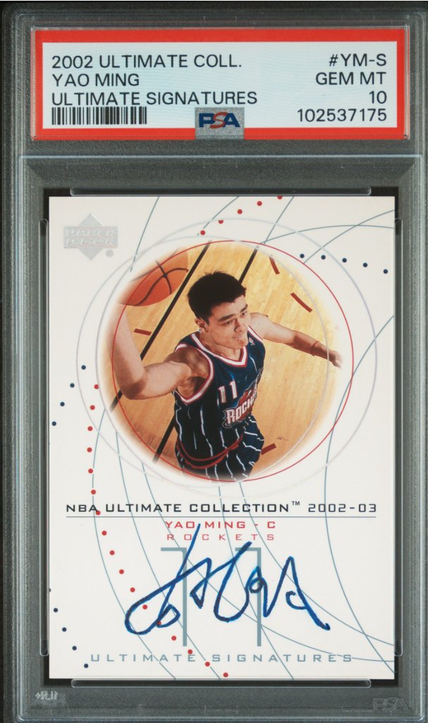 YoungKen156236's tweet image. PSA graded this retouched Yao Auto card. Does not look good at all. How can you pass this?