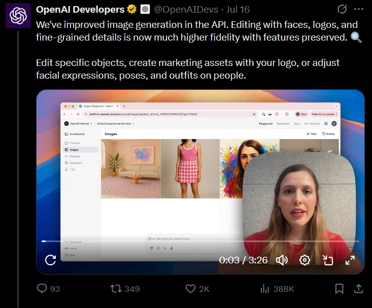 createimg_ai's tweet photo. OpenAI has upgraded image editing!

You can now edit AI-generated images directly in both the API and ChatGPT.

More control, more creativity. 🎨✨

#OpenAI #ChatGPT #ImageEditing #GenerativeAI #AItools #CreativityWithAI https://t.co/TDFUmbwanN