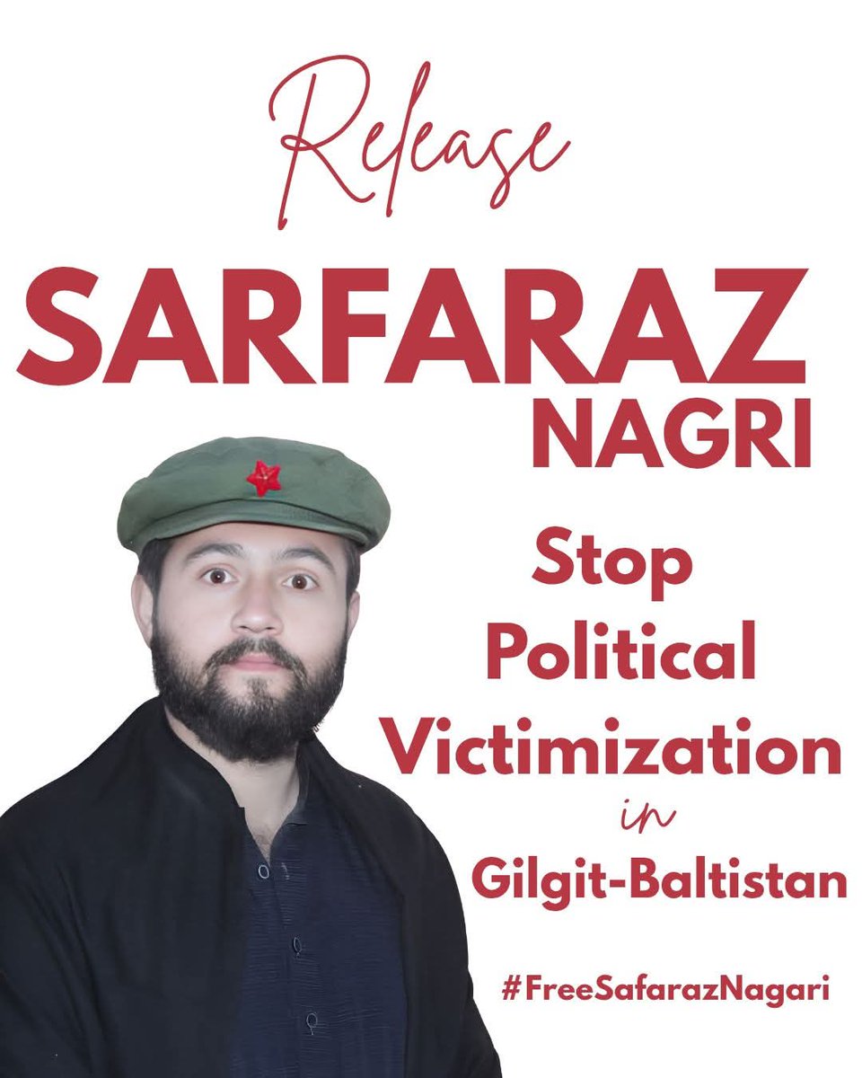 Dear Friends,

This is SARFARAZ NAGRI, who belongs to the Twelver Shia Muslim community of Nagarkhas town of NAGAR DISTRICT of Pakistan Occupied Gilgit and Baltistan (PoGB). He was illegally arrested by the local police of Nagarkhas town of PoGB yesterday,, triggering protests in